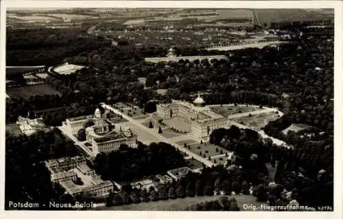 Ak Potsdam, Fliegeraufnahme des Neuen Palais, Festsäle und Konzertgarten Alter Fritz