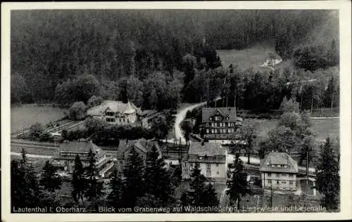 Ak Lautenthal Langelsheim Harz, Waldschlösschen, Liegewiese, Lesehalle