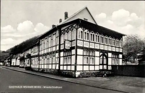 Ak Wieda Walkenried Harz, Gasthaus Weisses Ross, Fachwerkhaus