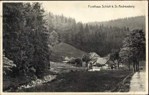 Ak Schluft Herzberg am Harz, Forsthaus