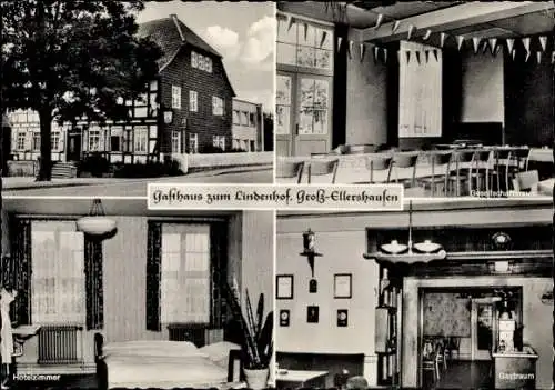 Ak Groß Ellershausen Göttingen in Niedersachsen, Gasthaus zum Lindenhof, Gesellschaftsraum, Gastraum