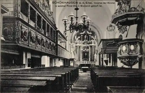 Ak Schönhausen an der Elbe, Kirche, Innenansicht