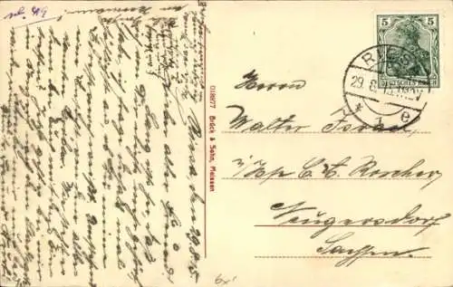 Ak Gröba Riesa an der Elbe Sachsen, Georgplatz mit Schule