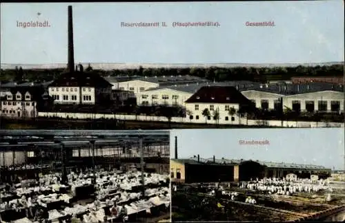 Ak Ingolstadt, Reservelazarett, Hauptwerkstätte, Standmusik, Gesamtbild