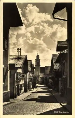 Ak Sonthofen Schwaben, Straßenpartie, Kirchturm