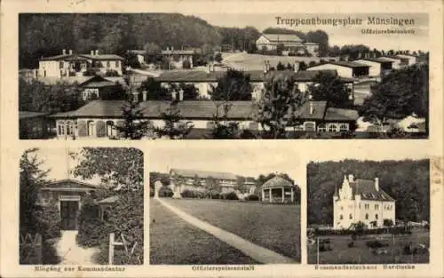 Ak Münsingen in Württemberg, Truppenübungsplatz, Eingang Kommandatur, Offizierspeiseanstalt