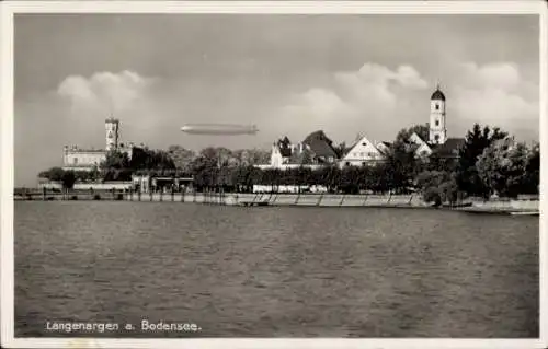 Ak Langenargen am Bodensee, Teilansicht, Zeppelin
