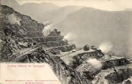 Ak Eisenerz Steiermark, Erzbergabbau während der Sprengzeit