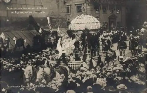 Ak Augsburg in Schwaben, Festzug zur Jahrhundertfeier 24. Juni 1906, Festwagen Gruppe