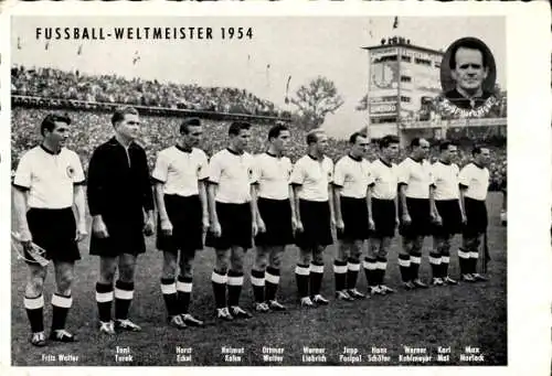 Ak Fußball Weltmeister 1954, Fritz Walter, Horst Eckel, Helmut Rahn, Hans Schäfer