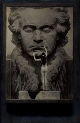 Jugendstil Ak Fidus, Komponist Ludwig van Beethoven, Kohledruck, Frauenakt