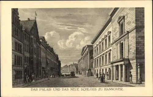 Künstler Ak Hannover in Niedersachsen, Palais und das neue Schloss, Straßenpartie