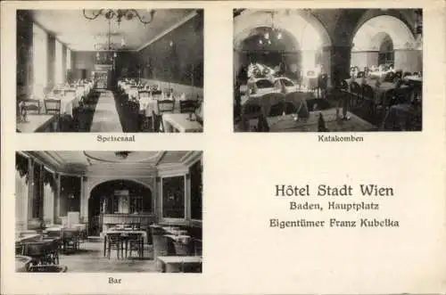 Ak Baden Baden im Stadtkreis Baden Württemberg, Hotel Stadt Wien, Hauptplatz, Innenansicht