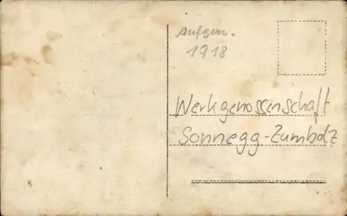 Foto Ak Zumholz Kt. Freiburg Schweiz, Werkgenossenschaft Sonnegg 1918