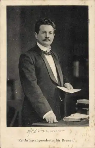 Ak Reichstagsabgeordneter Herrmann für Bremen, Portrait