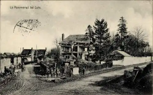 Ak Cuts Oise, La Pommerail, Kriegszerstörungen 1. WK
