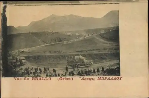 Ak Brallo Griechenland, Landschaft, Autokonvoi