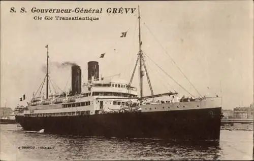 Ak Paquebot SS-Gouverneur Général Grévy, CGT, französische Linie