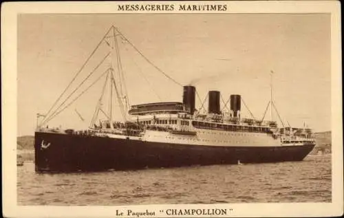 Ak Dampfer Champollion, Messageries Maritimes, MM