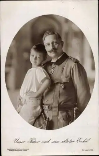 Ak Unser Kaiser und sein ältester Enkel, Kaiser Wilhelm II. von Preußen, Portrait