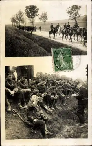 Foto Ak Französische Soldaten auf dem Marsch und bei der Rast