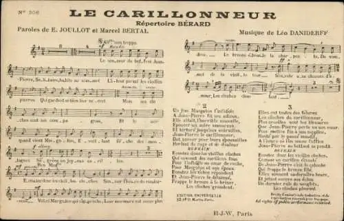 Lied Ak Le Carillonneur, Berard, Joullot, Bertal, Daniderff