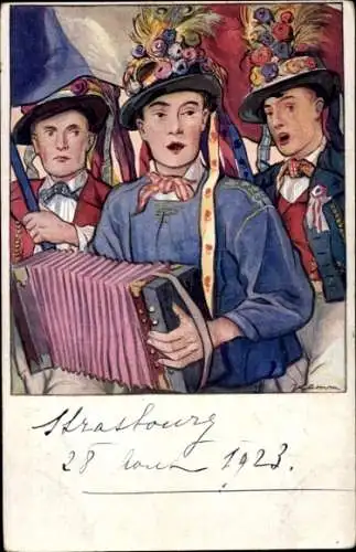 Künstler Ak Kamm, Elsässer Rekruten, Patriotik Frankreich