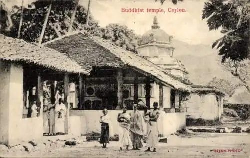 AK Ceylon Sri Lanka, buddhistischer Tempel