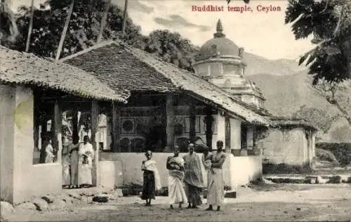 AK Ceylon Sri Lanka, buddhistischer Tempel