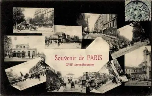 Ak Paris XVII., Straßenpartie, Place Clichy, Denkmal