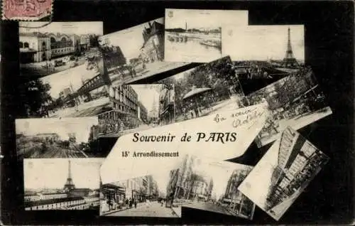 Ak Paris XV Vaugirard, Eiffelturm, Kiosk, Straße