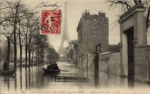Ak Paris XV Vaugirard, Quai de Grenelle, Die große Seineflut Januar 1910