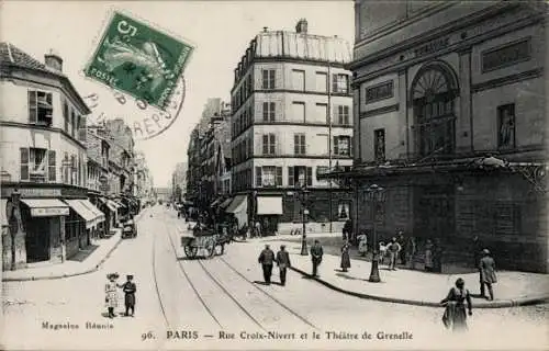 Ak Paris XV Vaugirard, Rue Croix Nivert, Théâtre de Grenelle