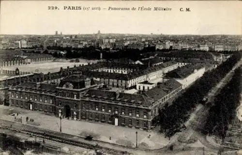 Ak Paris XV Vaugirard, Panorama der Militärschule