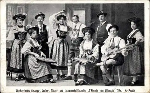 Ak Oberbayrisches Gesangs, Jodler, Tänzer und Instrumental Ensemble D'Röserln vom Chiemsee, Trachten
