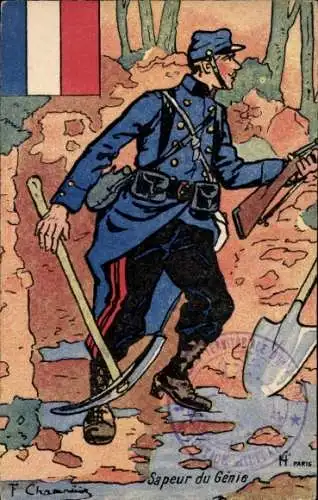 Künstler Ak Französischer Soldat, Sapeur du Genie