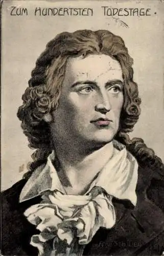 Künstler Ak Schriftsteller Friedrich von Schiller, Zum 100. Todestag, Portrait