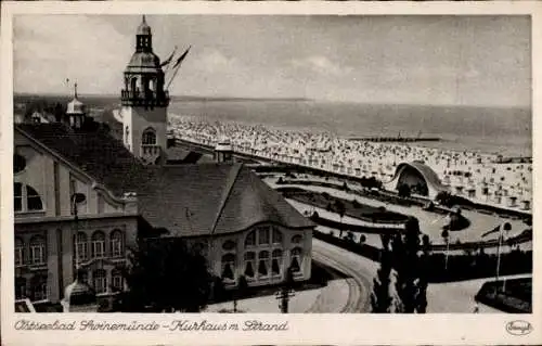 Ak Świnoujście Swinemünde Pommern, Blick auf Kurhaus und Strand