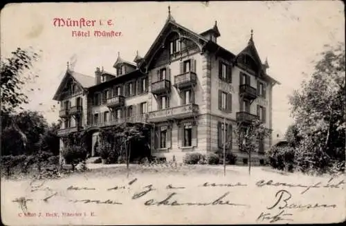 Ak Munster Münster Elsass Haut Rhin, Hotel Münster
