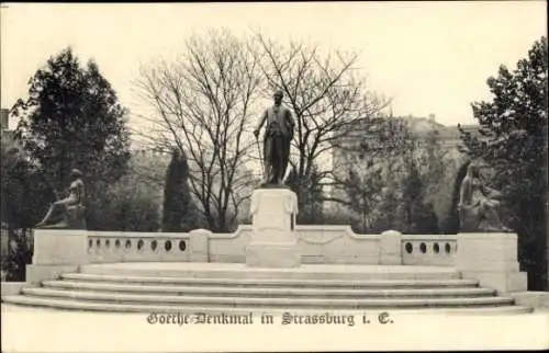 Ak Strasbourg Straßburg Elsass Bas Rhin, Goethe-Denkmal