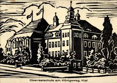 Künstler Ak Kiel, Oberrealschule am Königsweg