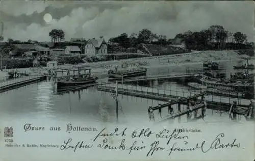 Ak Holtenau Kiel, Drehbrücke, Boote, Nacht, Vollmond
