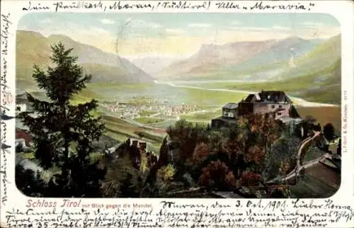 Ak Dorf Tirol Tirolo Südtirol, Castello Tirolo, Schloss Tirol, Panorama, Mendel