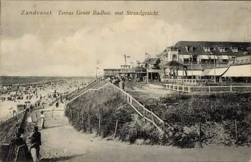 Ak Zandvoort Nordholland Niederlande, Terras Groot Badhuis, Strand