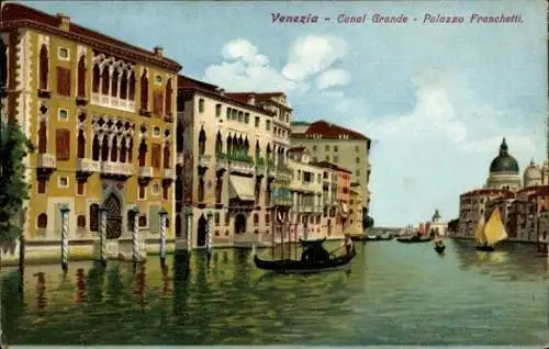 Künstler Ak Venezia Veneto, Canal Grande und Palazzo Franchetti, Gondel