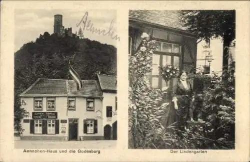 Ak Bad Godesberg Bonn am Rhein, Godesburg, Aennchen-Haus, Lindengarten, Lindenwirtin