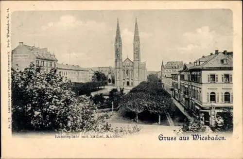 Ak Wiesbaden in Hessen, Luisenplatz, katholische Kirche