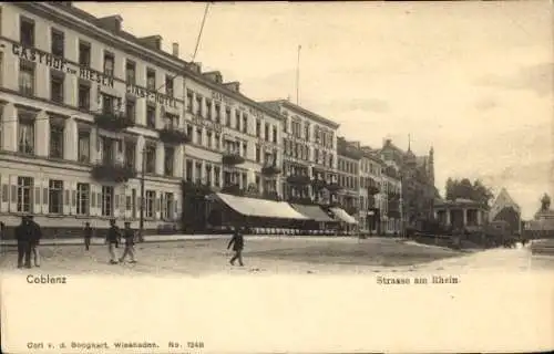 Ak Koblenz am Rhein, Straße am Rhein, Gasthof zum Riesen