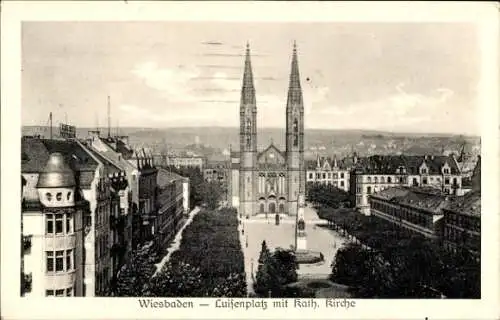 Ak Wiesbaden in Hessen, Luisenplatz, katholische Kirche