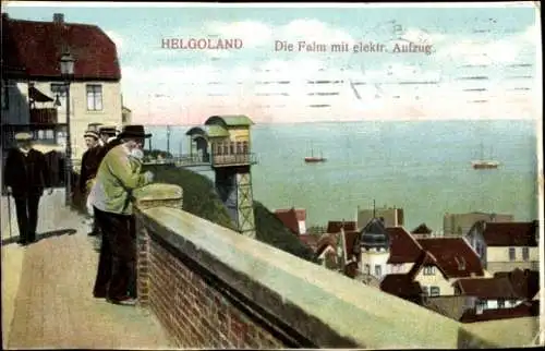 Ak Nordseeinsel Helgoland, Falm, elektrischer Aufzug